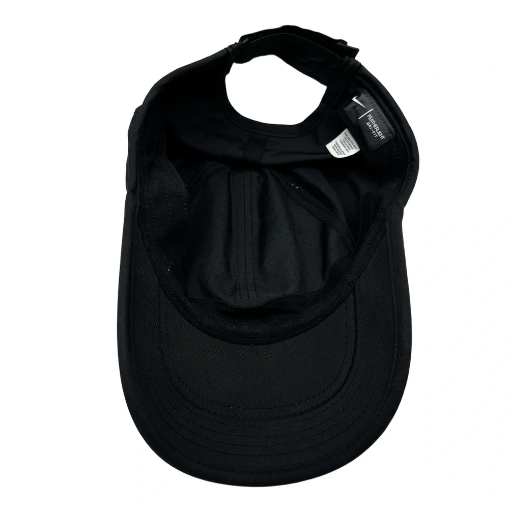 Nike Featherlight Dri-Fit Black Adjustable Hat Running Cap Lightweight Unisex - Picture 7 of 9